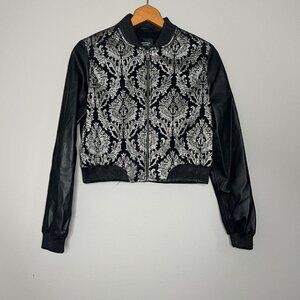 LAMARQUE Leather Jacket Womens Size Small Black Metallic Versatile Moto‎ Edgy
